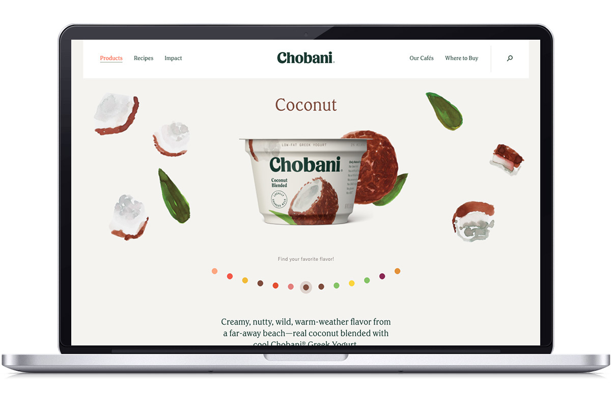 Site interactif créé pour la marque Chobani pour une campagne publicitaire